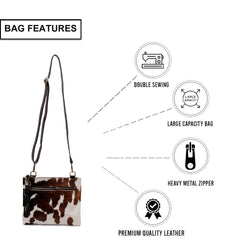 Luxurious Vegan Leather Handbag with Gold Hardware - Unique Cowhide Design - Adjustable Strap - Handmade Evening Bag - Multi-Colour - 10 - Celestial Leather Limited