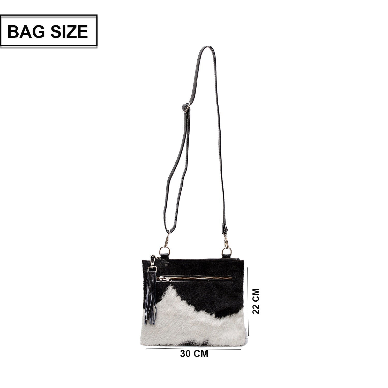 Luxurious Multi-Colour Vegan Leather Handbag with Adjustable Strap-Gold Hardware | Elegant Structured Bag with Unique Cowhide Markings - Celestial Leather Limited