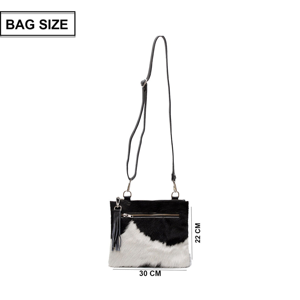 Luxurious Multi-Colour Vegan Leather Handbag with Adjustable Strap-Gold Hardware | Elegant Structured Bag with Unique Cowhide Markings - Celestial Leather Limited