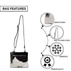 Luxurious Multi-Colour Vegan Leather Handbag with Adjustable Strap-Gold Hardware | Elegant Structured Bag with Unique Cowhide Markings - Celestial Leather Limited