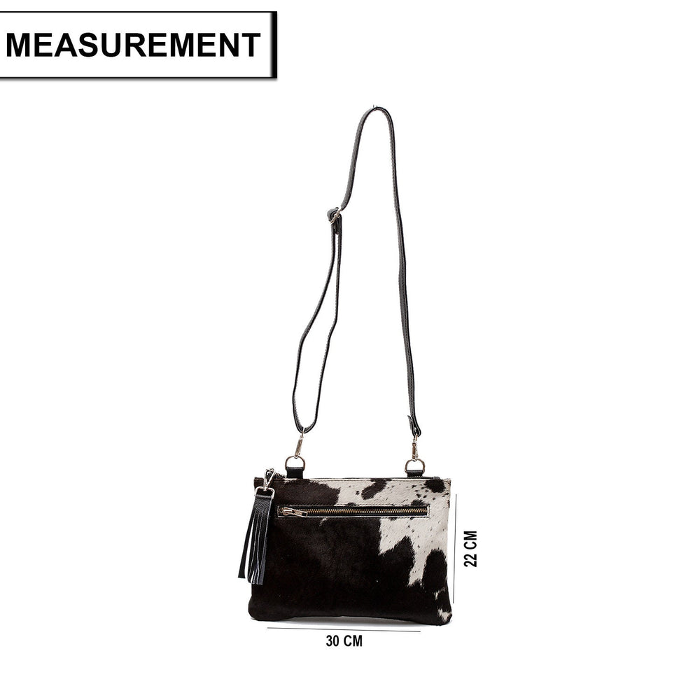 Luxury Vegan Leather Handbag with Gold Hardware | Structured Cross Body Bag with Adjustable Strap | Unique Cowhide Design | Handcrafted - Celestial Leather Limited