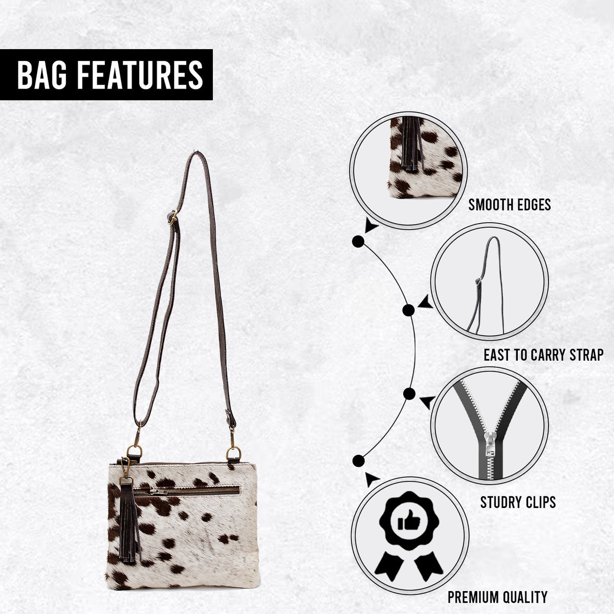 Elegant Vegan Leather Cross Body Bag with Gold Hardware - Unique Handcrafted Cowhide Handbag for Women - Adjustable Strap Evening Bag - Celestial Leather Limited