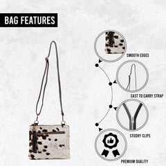 Elegant Vegan Leather Cross Body Bag with Gold Hardware - Unique Handcrafted Cowhide Handbag for Women - Adjustable Strap Evening Bag - Celestial Leather Limited