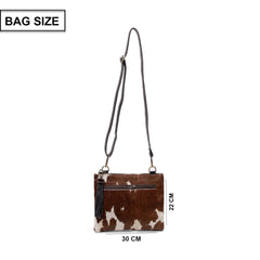 Luxurious Vegan Leather Handbag with Unique Cowhide Markings, Adjustable Strap, Gold Hardware, Evening Bag - Handcrafted & Distinctive - Celestial Leather Limited