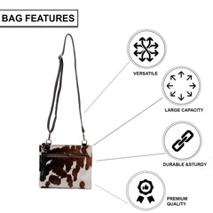 Luxurious Vegan Leather Handbag with Gold Hardware - Unique Cowhide Design - Adjustable Strap - Handmade Evening Bag - Multi-Colour - 10 - Celestial Leather Limited