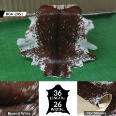 Luxury Brown & White Goat Skin Rug - Premium Hair-On Hide Rug with Unique Patterns, Non-Slip Suede Back, Sustainable - Eco-Friendly