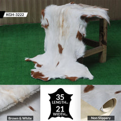 Luxury Brown and White Goat Hide Rug | Premium Hair-On Skin | Non-Slip Suede Back | Sustainable & Eco-Friendly | Handcrafted Elegance