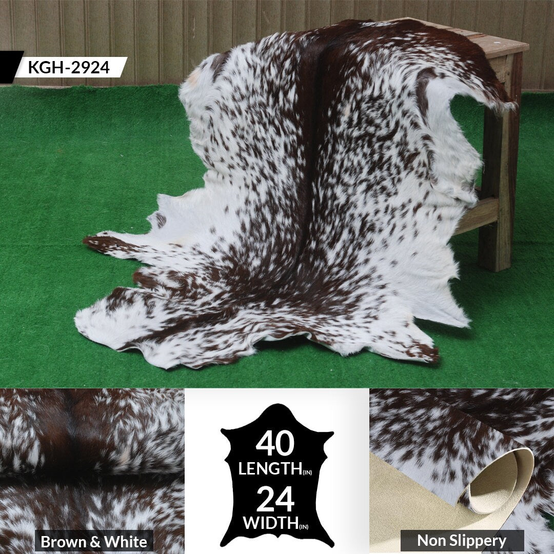 Luxury Handmade Black White Goat Skin Rug - Soft, Pet-Friendly, Non-Shedding, Eco-Friendly, Unique Colour Variations, Hypoallergenic - Celestial Leather Limited