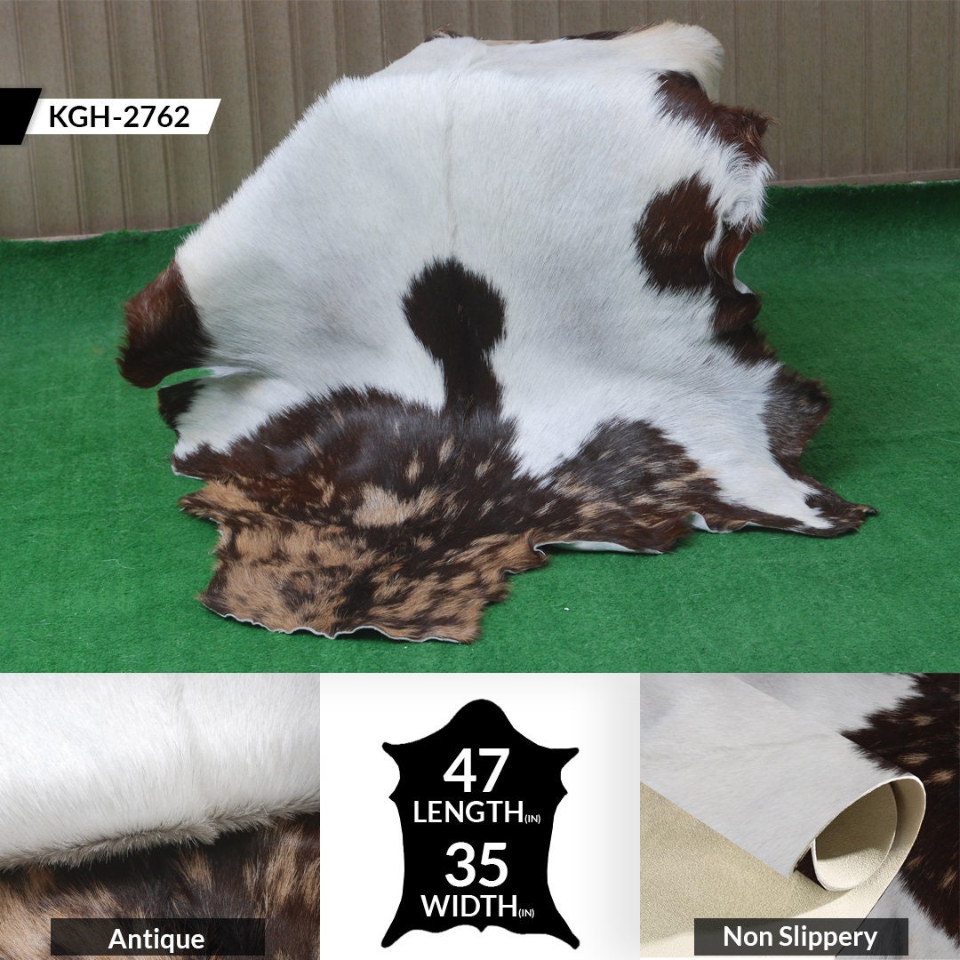 Luxurious Multicolour Goat Skin Rug | Handmade Pure Goat Skin Floor Decor - Soft, Durable, Eco-Friendly - Unique Colour Variations,