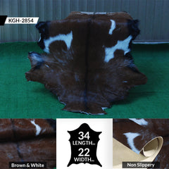 Luxurious Brown & White Goat Hide Rug - Premium Hair-On Skin Rug for Elegant Home Decor