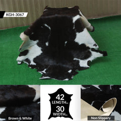 Luxury Black & White Genuine Goat Hide Rug | Premium Hair-On Skin Rug with Non-Slip Suede Back | Eco-Friendly - Sustainable - Celestial Leather Limited