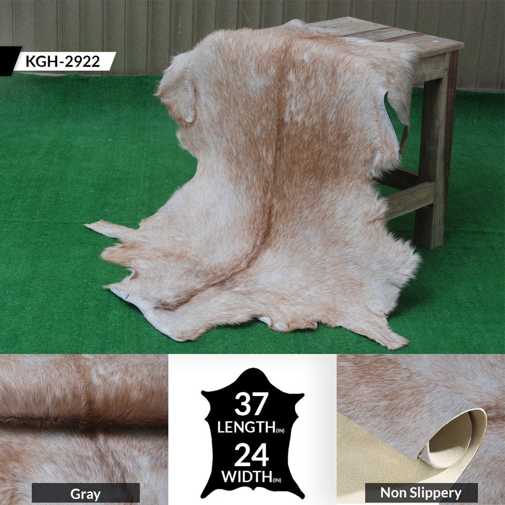 Premium Brown and White Goat Hide Rug - Natural, Handcrafted, Non-Slip Suede Back, Eco-Friendly & Sustainable - Hypoallergenic - Celestial Leather Limited