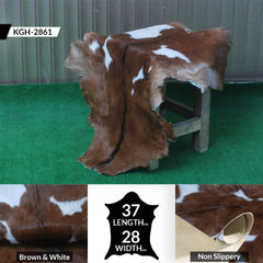 Luxury Handmade Brown & White Goat Skin Rug - Natural Soft Sustainable Floor Rug with Non-Slip Back - Unique Eco-Friendly Home Décor - Celestial Leather Limited