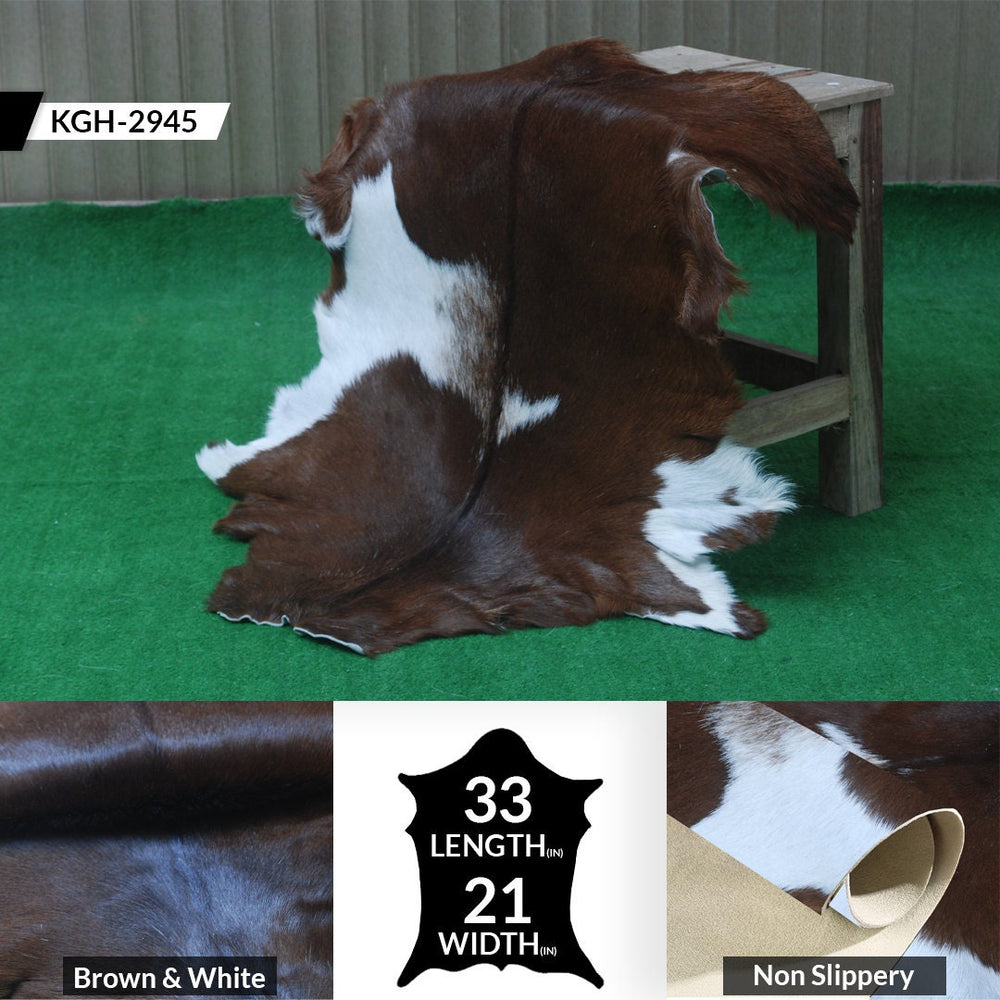 Luxurious Dark Brown & White Goat Skin Rug - Handmade from 100% Pure Goat Skin, Non-Shedding, Hypoallergenic, Eco-Friendly & Kid-Friendly - Celestial Leather Limited