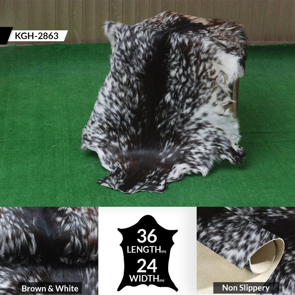 Stunning Luxury Black & White Goat Skin Rug - Handmade, Soft & Hypoallergenic, Non-shedding, Eco-friendly, Unique Colour Variations - Celestial Leather Limited