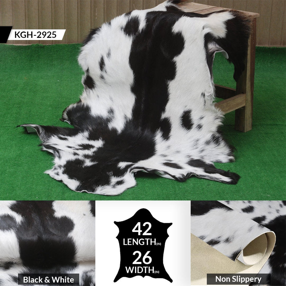 Luxury Handmade Black & White Goat Skin Rug - Soft, Hypoallergenic, Non-Shedding, Sustainable, Eco-Friendly - Perfect for Any Room in Your - Celestial Leather Limited