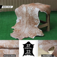 Luxurious Brown and White Goat Hide Rug - Premium Hair-On Natural Goatskin with Unique Patterns and Non-Slip Suede Back - Celestial Leather Limited