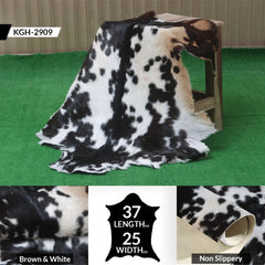 Luxurious Black White Handmade Goat Skin Rug - Unique Natural Beauty for Your Home