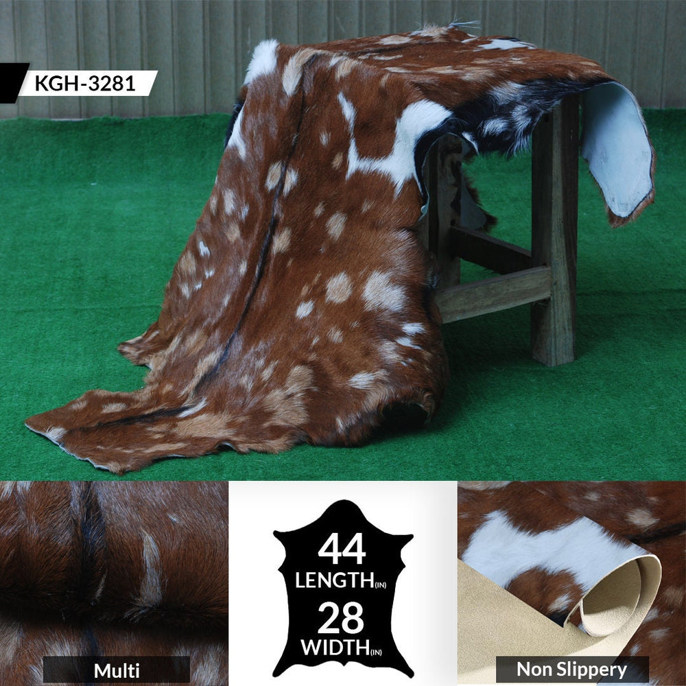 Luxurious Handmade Multicolour Goat Skin Rug - Soft, Pet-Friendly, Eco-Friendly, Non-Shedding & Unique Art Piece for Your Home - Celestial Leather Limited