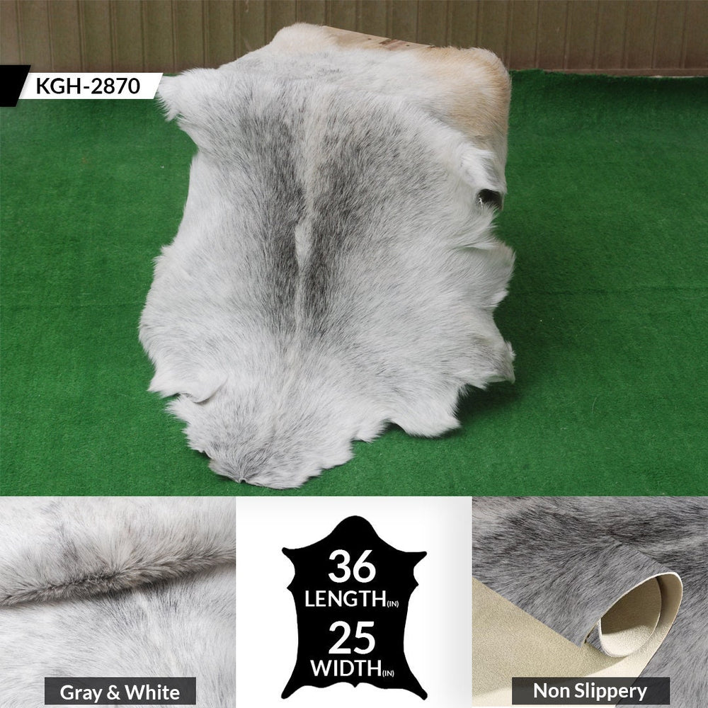 Luxury Grey Goat Skin Rug - Hypoallergenic Non-Shedding Floor Rug with Suede Back for Safety - Handmade Eco-Friendly Home Decor - Celestial Leather Limited
