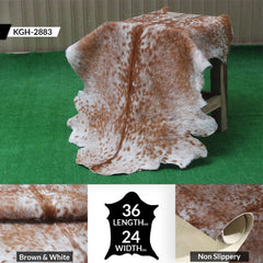 Luxury Brown and White Goat Hide Rug - Handpicked Premium Natural Goat Skin Rug with Unique Patterns and Non-Slip Suede Back - Celestial Leather Limited