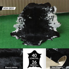 Luxury Black & White Goatskin Rug - Modern Décor, Soft - Pet-Friendly, Unique Natural Hair on Leather, Eco-Friendly Wall Art