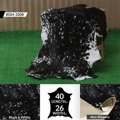 Sophisticated Black & White Genuine Goat Skin Rug - Modern Animal Hide Décor for Home - Hypoallergenic, Sustainable, Unique Pattern - Celestial Leather Limited