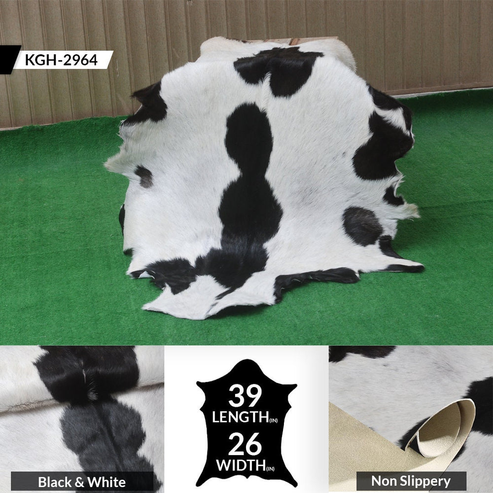 Sophisticated Black & White Goat Skin Rug - Modern Decor Accent for Home - Natural, Soft, and Unique Animal Skin Throw Rug - Celestial Leather Limited