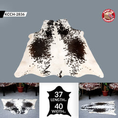 Luxury Black and White Cowhide Rug - Small Size, Hypoallergenic, Non Shedding, Handcrafted Beauty with Unique Natural Patterns