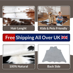 Luxurious Medium Black and White Cowhide Rug | Hypoallergenic, Non-Slip Backing, Handcrafted Quality | Unique Natural Beauty for Bedroom