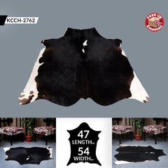 Luxurious Handcrafted Black & White Cowhide Rug - Hypoallergenic, Durable, and Unique Beauty for Modern Home Decor