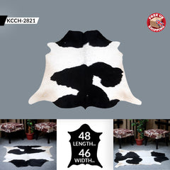 Luxurious Black & White Cowhide Rug with Non-Slip Backing - Handcrafted Natural Beauty for Modern Home Décor - Medium Size, Hypoallergenic