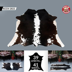 Luxurious Handcrafted Dark Brown and White Cowhide Rug with Hypoallergenic Properties & Non-Slip Suede Back - Small Animal Print Rug