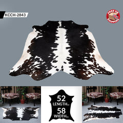 Luxurious Handcrafted Brown and White Cowhide Rug | Medium Size with Non-Slip Backing | Hypoallergenic and Unique Natural Beauty