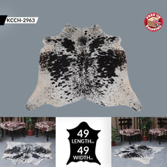 Luxury Handcrafted Brown and White Cowhide Rug - Hypoallergenic, Non-Slip Backing, Unique Natural Beauty, Durable and Versatile