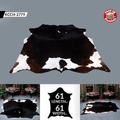 Premium Dark Brown & White Cowhide Rug, Extra Large, Hypoallergenic, Non Slip Back, Hand selected from Brazilian Hides