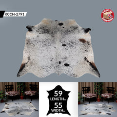 Luxury Grey and White Cowhide Rug - Hypoallergenic, Non-Slip, Non-Shedding, Unique Natural Beauty - Free Shipping across UK!