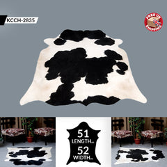 Luxury Black and White Cowhide Rug - Hypoallergenic & Non-Slip Backing, Handcrafted Natural Hide, Unique Markings, Durable and Versatile Rug