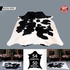 Luxurious Medium Salt & Pepper Cowhide Rug - Hypoallergenic, Non-Slip Backing, Handcrafted Natural Hide, Unique Black - White Markings,