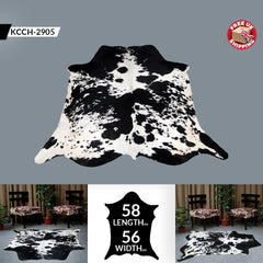 Luxurious Genuine Black & White Cowhide Rug with Unique Natural Beauty for Stylish Décor in Bedroom and Living Room