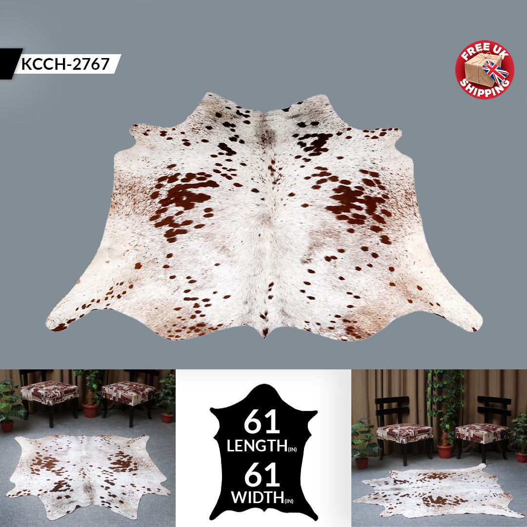 Luxury Brown & White Large Cowhide Rug Hypoallergenic Non-Slip Non-Shedding Soft Natural Hair Free Shipping Top Quality Rug