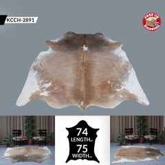 Luxury Natural Cowhide Rug - Hypoallergenic, Non-Slip, Non-Shedding, Brown & White Hair - Large Size for Elegant Home Decor