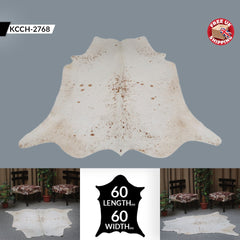 Luxuriously Chic Grey & White Large Cowhide Rug with Spotted Hair - Hypoallergenic - Non-Slippery Suede Back - Unique Natural Beauty