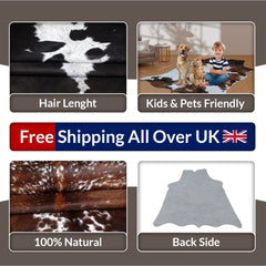 Luxurious Large Multicolour Animal Print Cowhide Rug for Chic Living Spaces