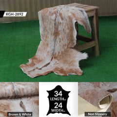 Luxury Brown and White Goat hide Rug - Premium Handcrafted Hair-on Leather Rug - Natural, Eco-Friendly, Hypoallergenic - Unique Patterns