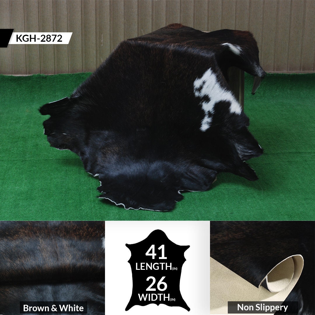 Luxurious Black & White Goat Skin Rug - Handmade, Soft & Hypoallergenic - Eco-friendly, Non-shedding, Unique Art Piece for Home Décor