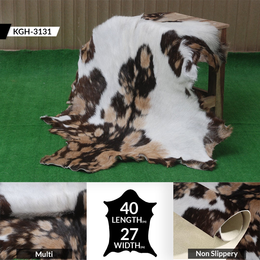 Luxurious Multicolour Goat Skin Rug - Handmade, Soft & Hypoallergenic Floor Rug - Unique Eco-Friendly Home Decor