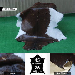 Luxurious Dark Brown & White Goat Skin Rug - Handmade Pure Goat Skin Floor Rugs for Stunning Natural Beauty & Eco-Friendly Charm