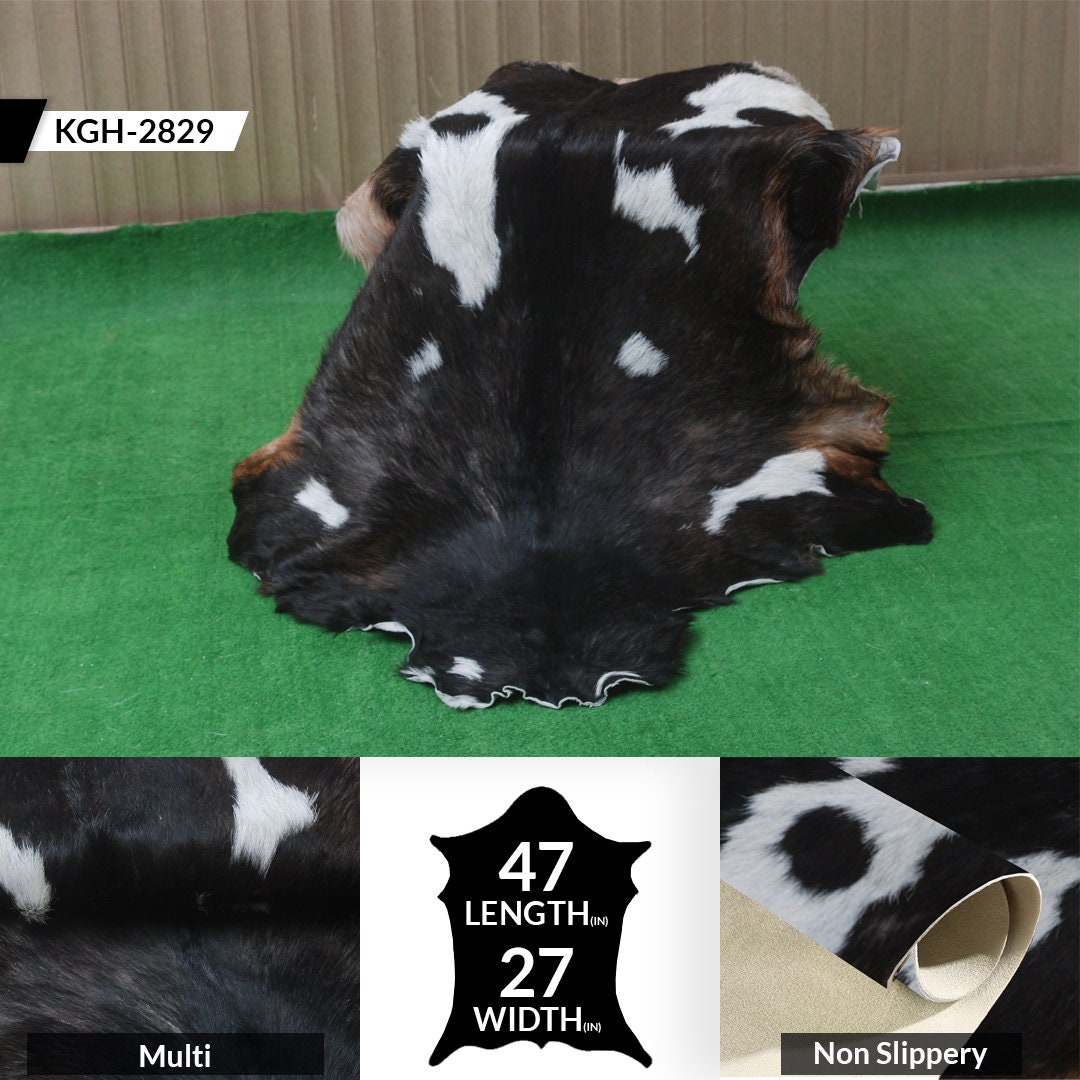 Luxurious Multicolour Goat Skin Rug - Handmade Pure Goat Skin Floor Rug, Soft & Pet-Friendly, Eco-Friendly - Unique Décor for Home