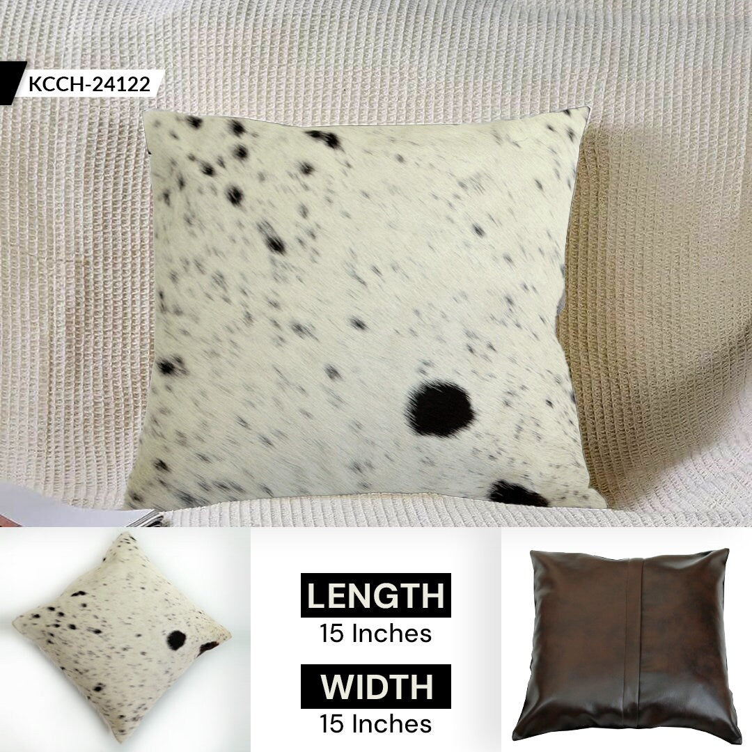 Luxury Cowhide Cushion Cover | Genuine Leather Exotic Animal Skin Home Decor Pillow Case | Stylish Hair-On Leather Cushion Cover